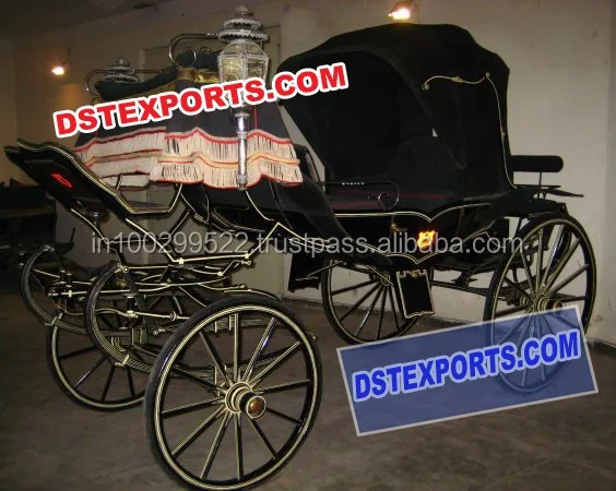 Royal Black Gold Horse Carriage Wedding Luxurious Royal Horse Carriages Presidential Royal Horse Drawn Carriage