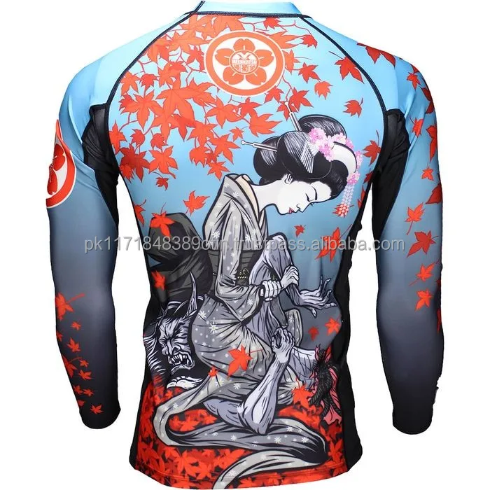 
Custom Printed Sublimationed Lycra Fabric MMA Rash Guard 