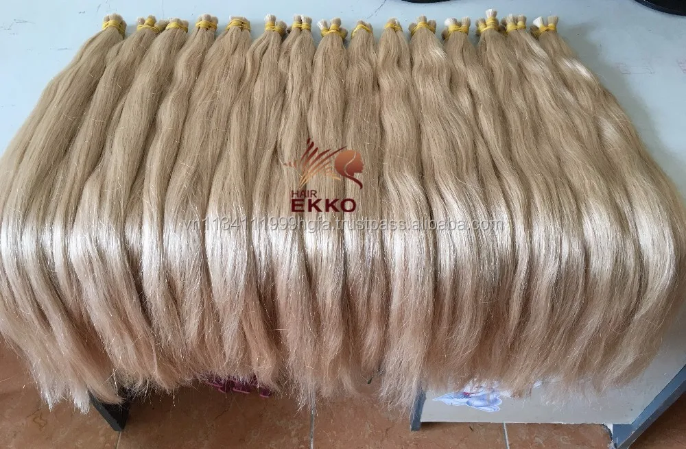 Best Price for high quality russian blonde color #60 #613 human remy hair for extension long straight blonde virgin hair in bulk