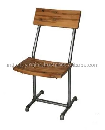Vintage Indian Highly Durable Folding Chair Solid Wood Seat and Metal Base Home Office Foldable Chair Commercial Furniture