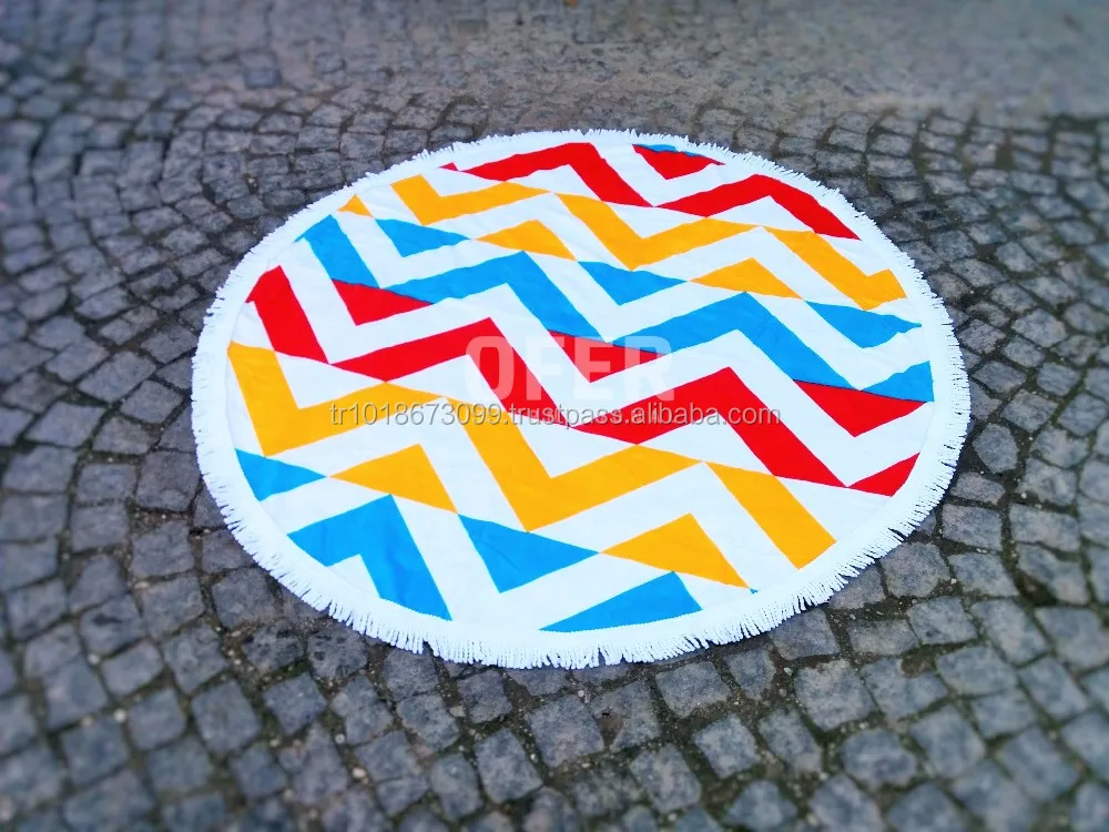 Made in Turkey 150 cm Roundie Beach towel with tassels from Factory, Australian the beach people roundie circle RBT