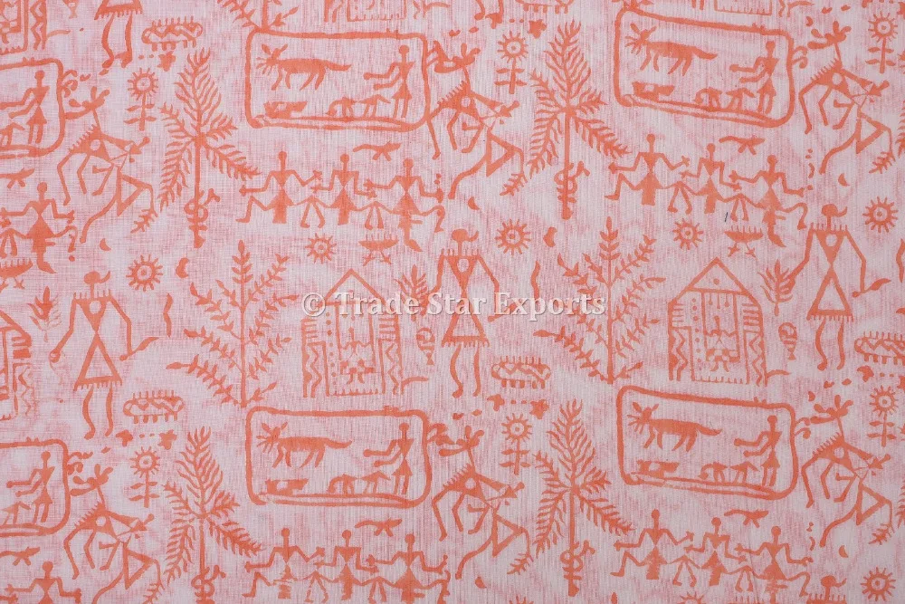 Sanganeri Running Fabric Hand Block Print Cotton Dress Making Fabric Indian Ethnic Upholstery Material For Home Textile