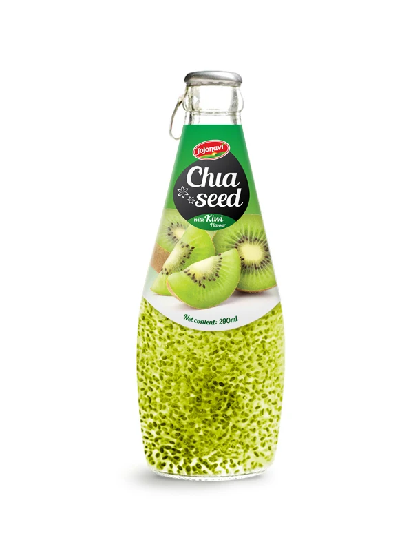 
Exporter fruit juice chia seeds drink with Orange flavor in Glass bottle 290ml 