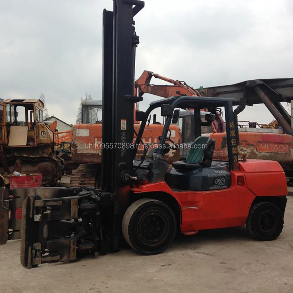 Подержанный вилочный погрузчик Toyota FD50, недорогой 5-тонный вилочный погрузчик в Шанхае, Китай