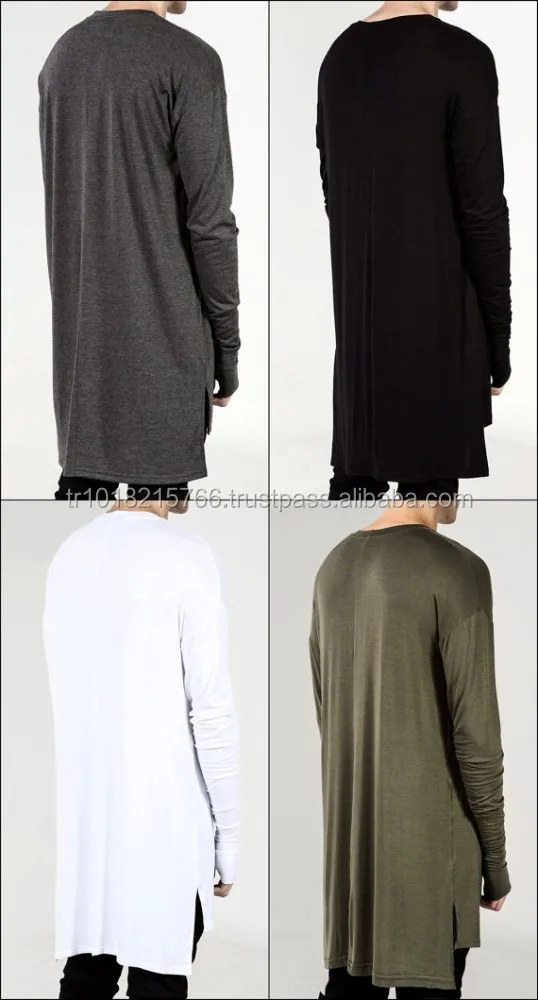
SS2021 Extended Essential Long Sleeve Dropped Back Under T-shirt Olive Viscose Tee -KW Style 
