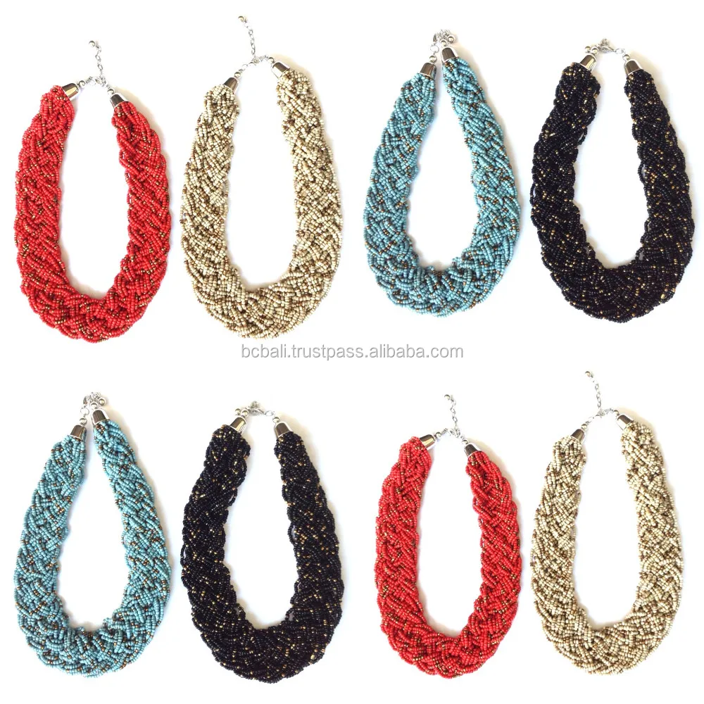 wired multiple seed beads handmade necklace fashion