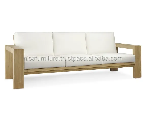 Современный стиль Тиковый индонезийский каркас из массива дерева открытый садовый диван мебель Толстая Подушка патио Гостиницы парк дворы виллы