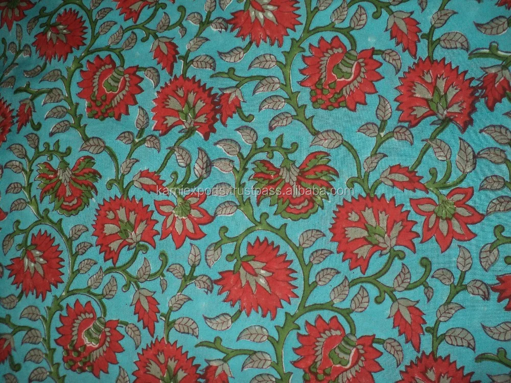 Cotton floral print fabric for multi-use - cotton curtain use printed Indian look fabric -
