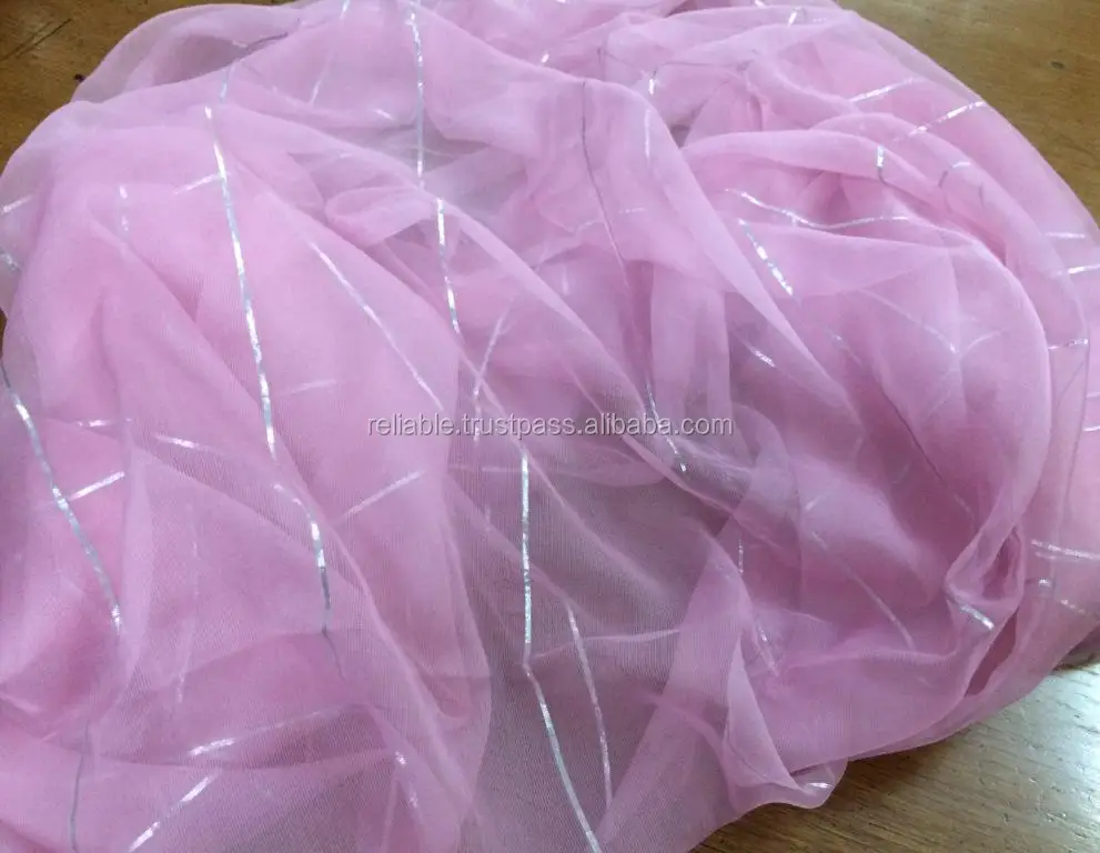 New Trend Narrow Silver Lurex Line Chiffon Scarf wide gaping