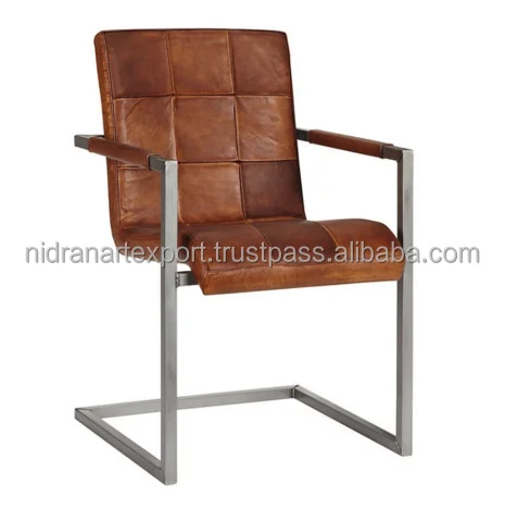 INDUSTRIAL IRON METAL DESI LEATHER LIVING ROOM CHAIR (60462965683)