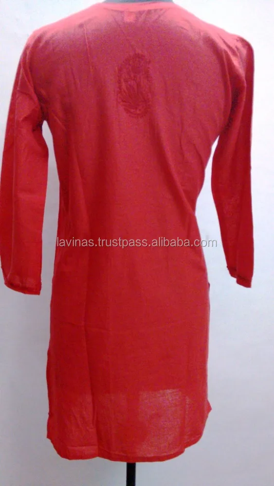 Indian Cotton Chicken Embroidered Casual Top Women Designer Dress Ethnic Shirt Lucknowi Tunic Wholesaler