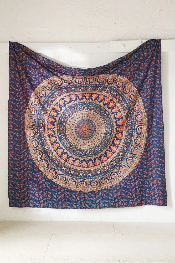 Indian Mandala Tapestry Cotton Bedspread Bohemian Elephant Wall Hanging Boho Hippie Wall Tapestries
