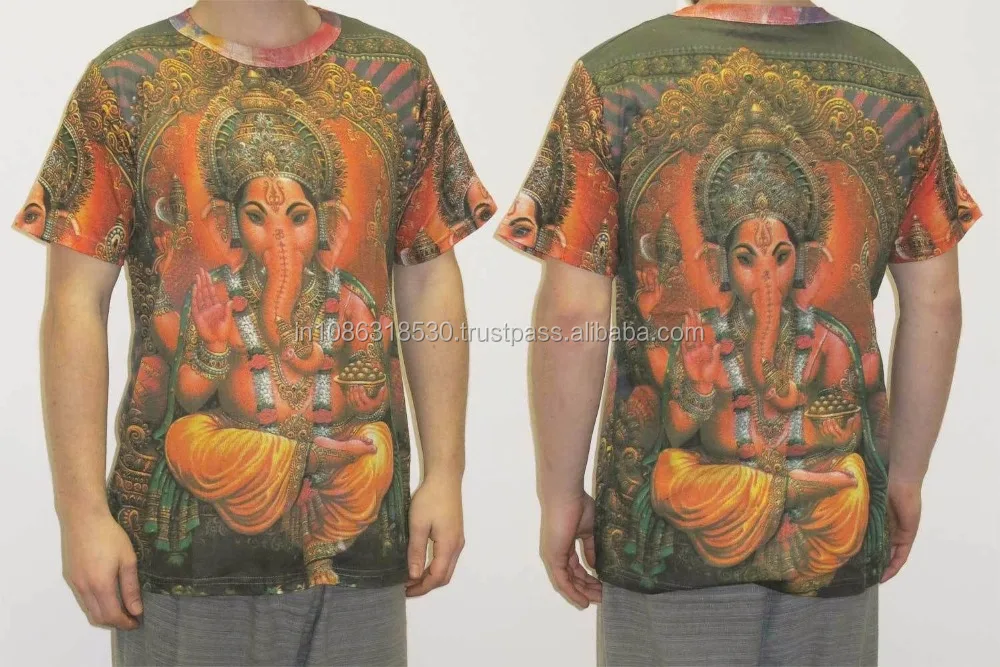 Gods & Ganesha DIVINE Indian Hindu Indian Lord Deity T shirt Psychedelic Unisex wear Hippie Dj Art T - Shirt shirt M / L / Xl