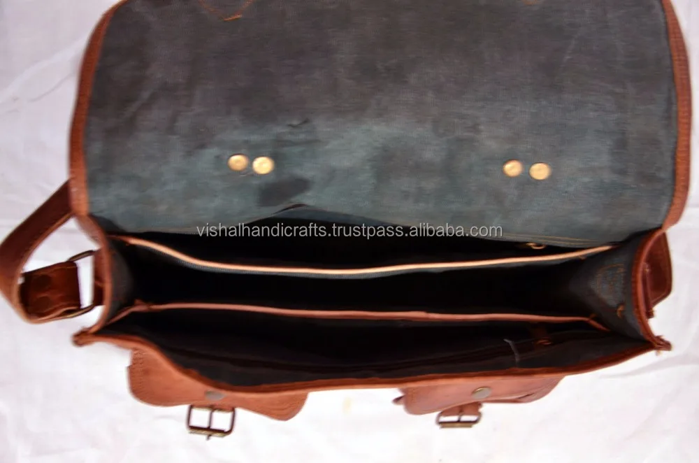 Indian Ethnic Mens real leather cross body bag vintage handmade laptop bag...