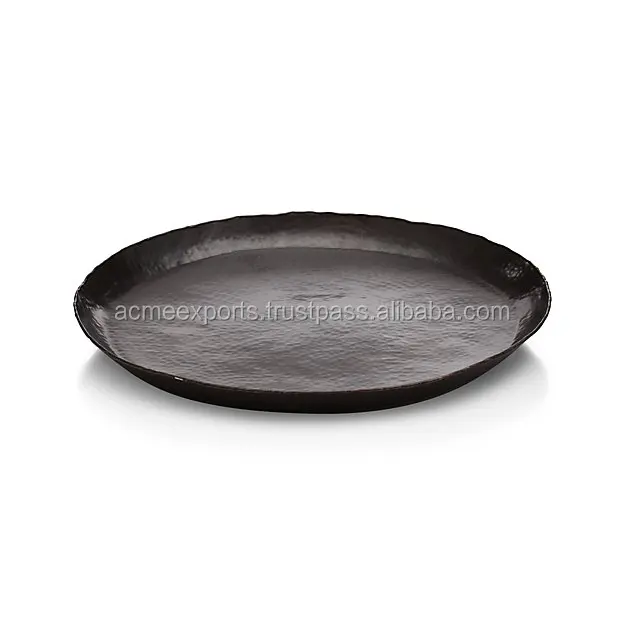Best Quality Round Aluminum party serving plates high Quality black powder coated plate metal for Serving dinner