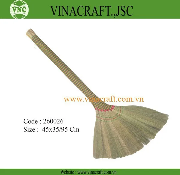 Vietnamese grass broom with colorful handle natural burma