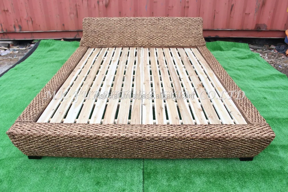 
Water Hyacinth Indoor Rattan Weaven Bedroom Set Furniture - Solid wooden frame home bedroom furniture set 