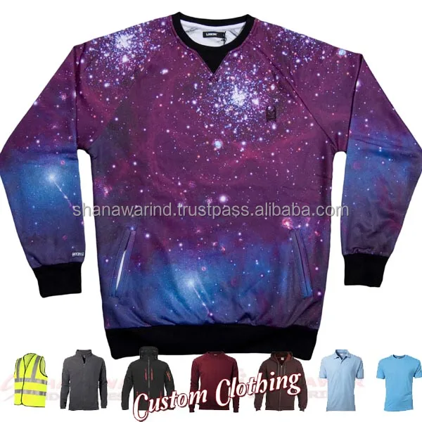Sublimation Fashion Pullover No Hood Crewneck Sweatshirt OEM 100% Polyester Hoodie Custom Pattern Logo