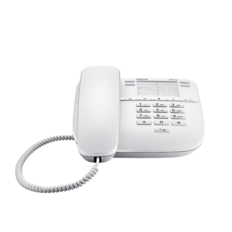 Corded telephone with 10 speed dial numbers GIGASET DA310 Black White colors