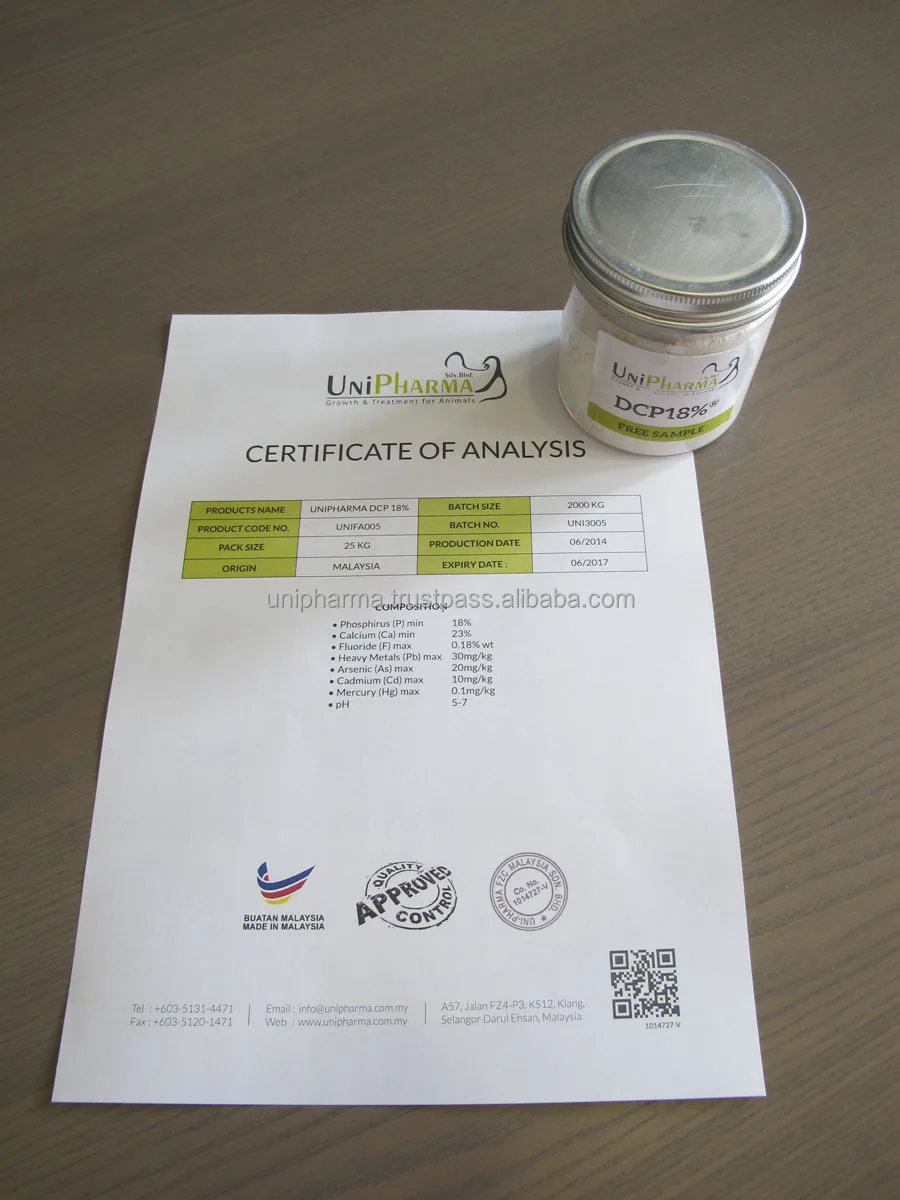 [DCP 18%]High Quality Product-Veterinary feed supplement-Unipharma-Animal Feed additives