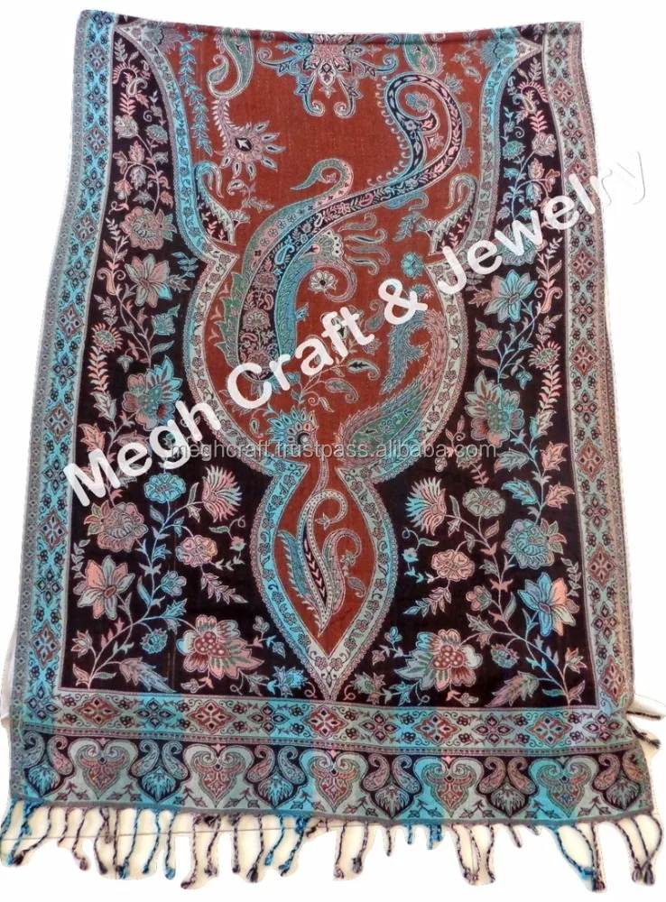 Indian Pashmina reversible modal silk stole shawl - Designer Handmade Scarf Girls Neck Wrap Hijab Shawl-Women Wear Silk Shawl