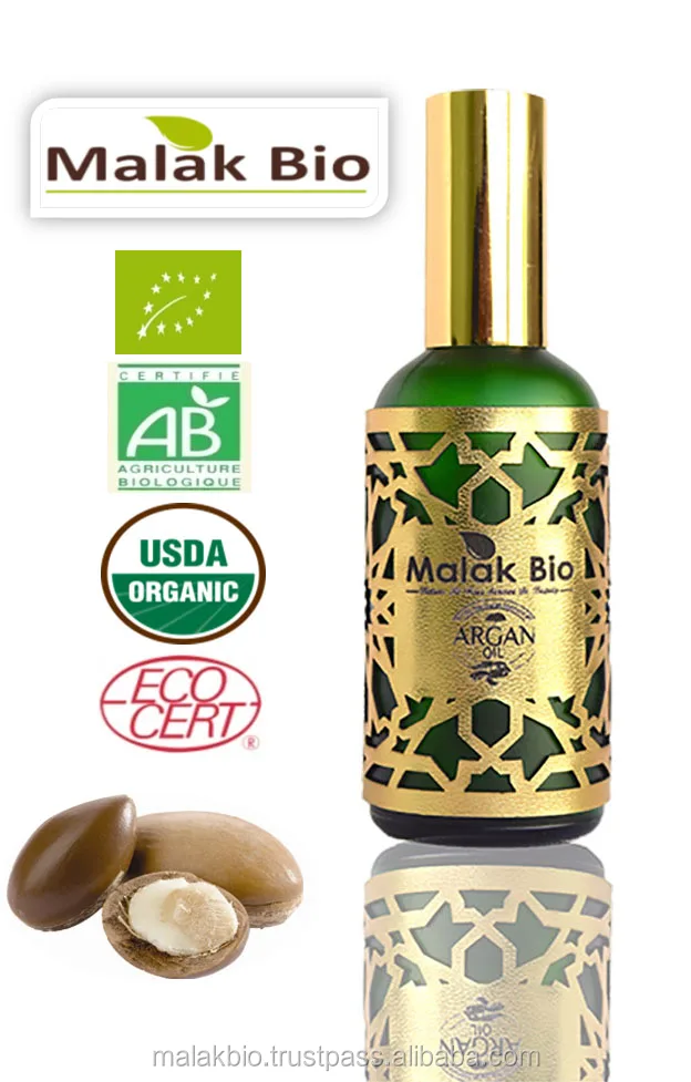 Pure Argan Oil (100ml) 100% Organic - Organic and Cold Pressed - Virgin Oil from Morocco - Care for Body, Face, Hair and Nails