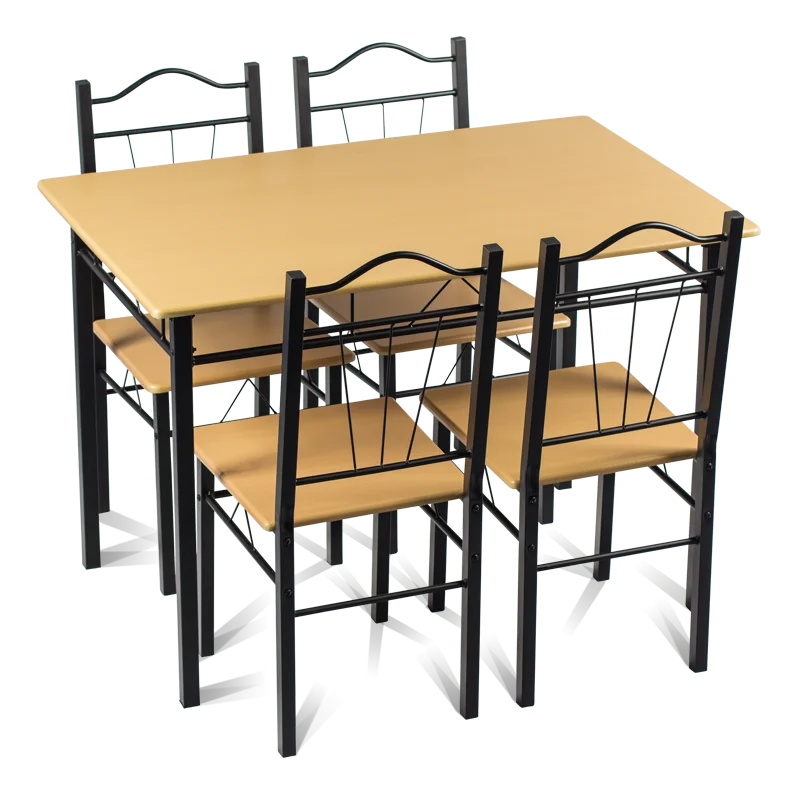 Metal cheap modern dining set table and four chairs Carmen 20009 Beech Maple Wenge Oak Dark walnut colors