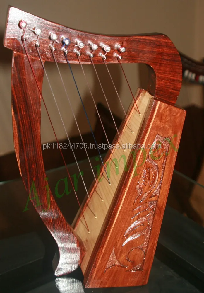 
8 Strings Celtic Engraved Harp - Rosewood Irish Harp 