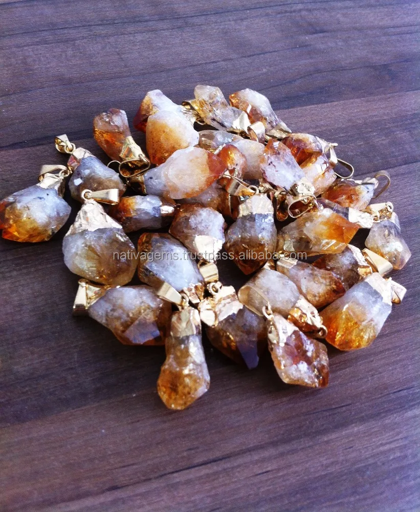 AMETHYST AND CITRINE POINTS PENDANT FROM SOUTH BRAZIL