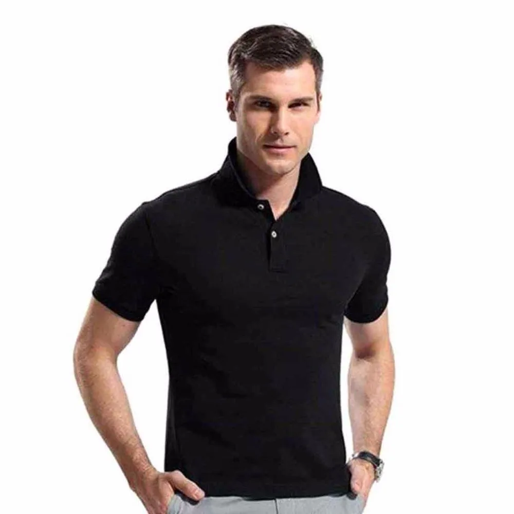 men plain Collar  t shirts Black