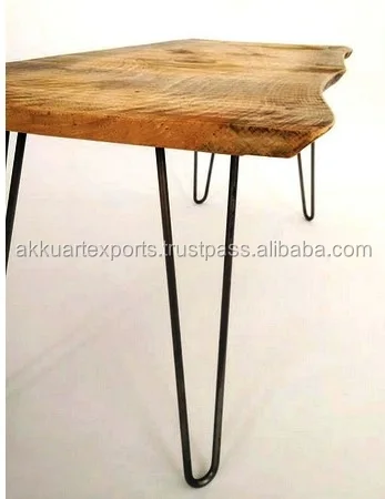 Wooden Live Edge Coffee Table , Modern Natural Curves Industrial Coffee Table