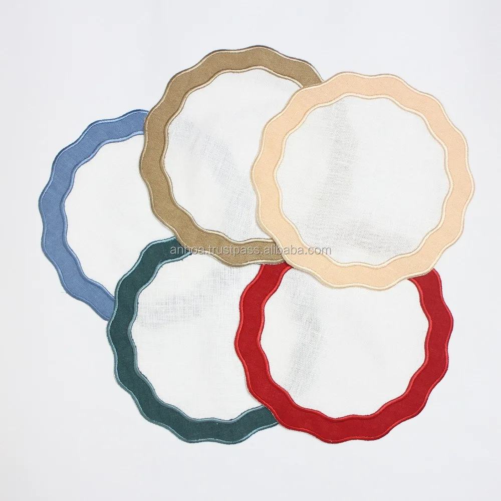
Round Applique Embroidered Cocktail Napkin 