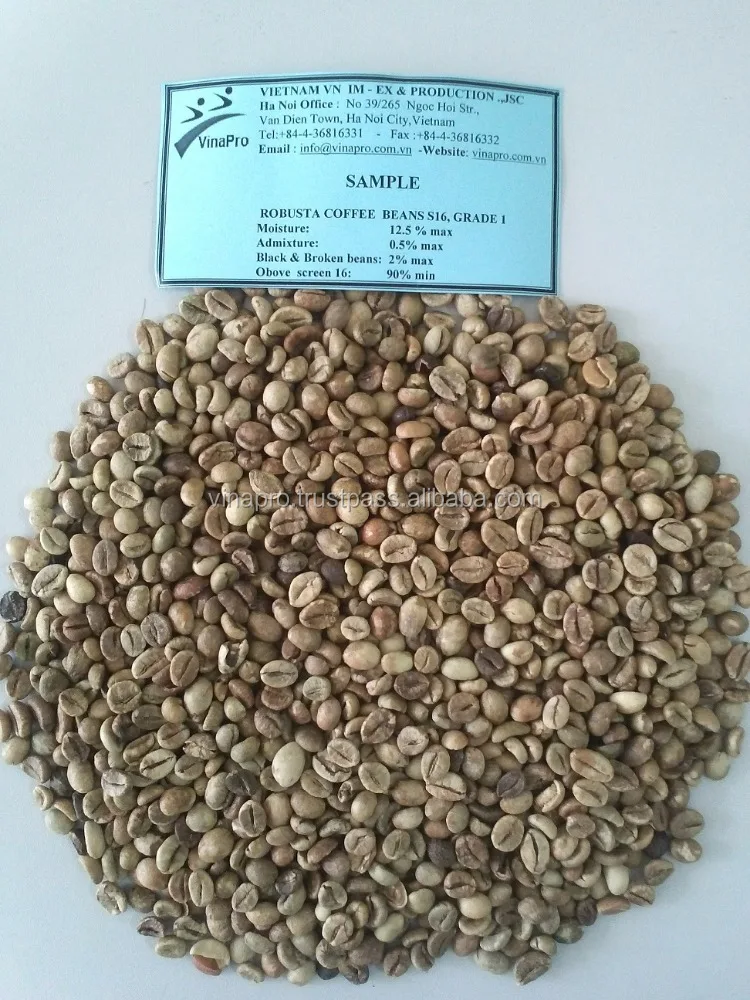 Вьетнамские кофейные зерна с влажной полировкой ROBUSTA
