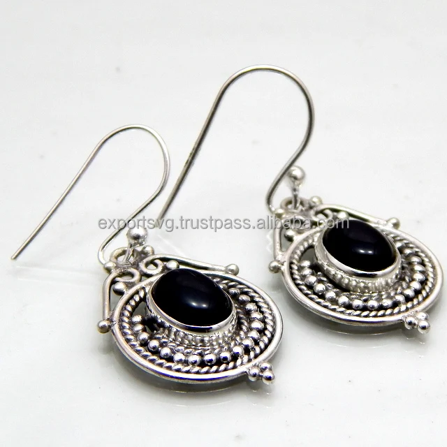 Natural Black Onyx Gemstone 925 Sterling Silver Earring Fashion Jewelry Gift For Her Manufacturers Suppliers