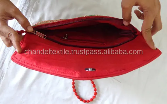 Indian handmade patchwork Clutch purse - Wedding Clutch Purse - Indian handmade Golden embroidery patchwork Purse Clutches Bag