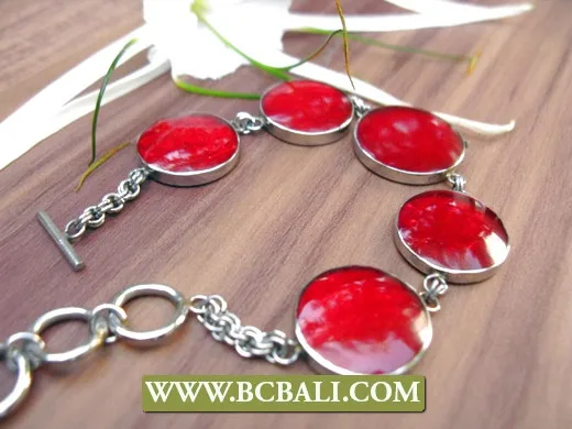 fashion bracelet stainless steel with resin handmade bali