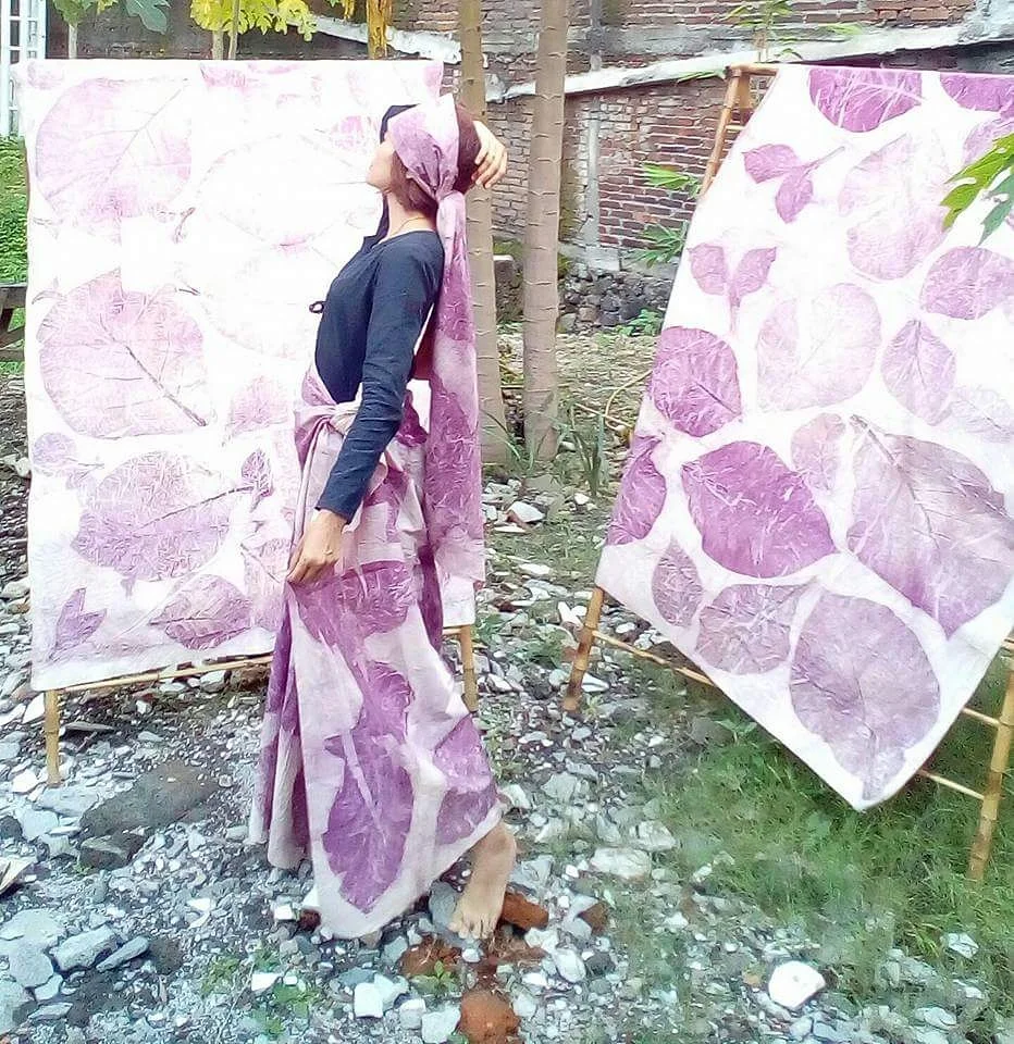 Ecoprint Traditional Textile Set-Adults Summer Clothing Cotton Linen Silk Rayon Sarong Handmade in Seasonal Style