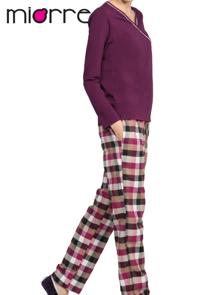 
Miorre OEM Wholesale Women Long Sleeve Elegant Lace Details & Comfort Cut Pajamas Set 