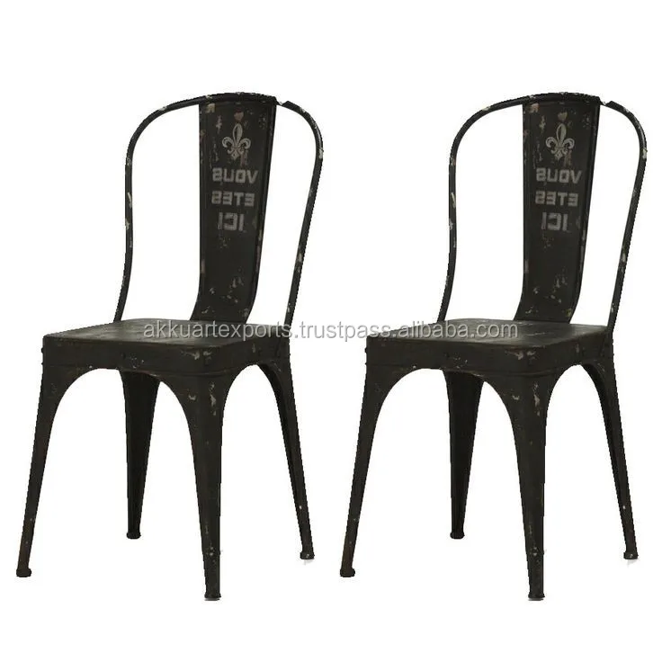 JODHPUR VINTAGE INDUSTRIAL METAL CHAIR , UPHOLD METAL DINING CHAIRS