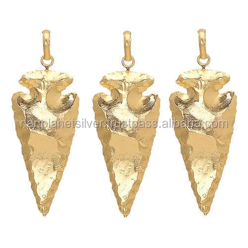 
Full Gold Dipped Gemstone Arrow head Pendant 