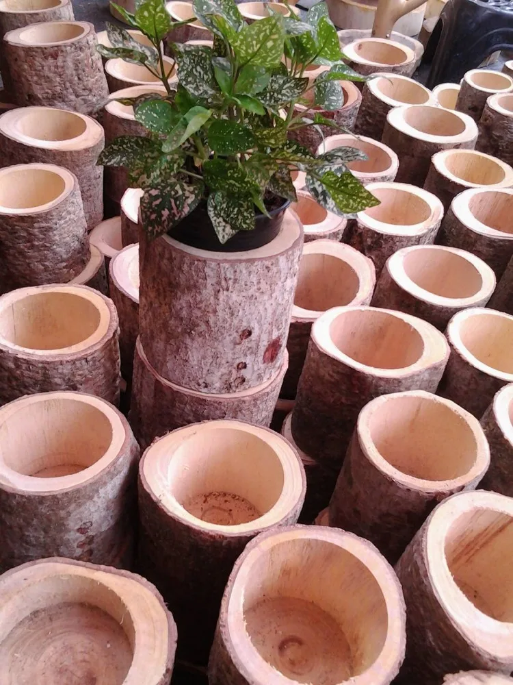 
Natural garden decor wood planter pot 