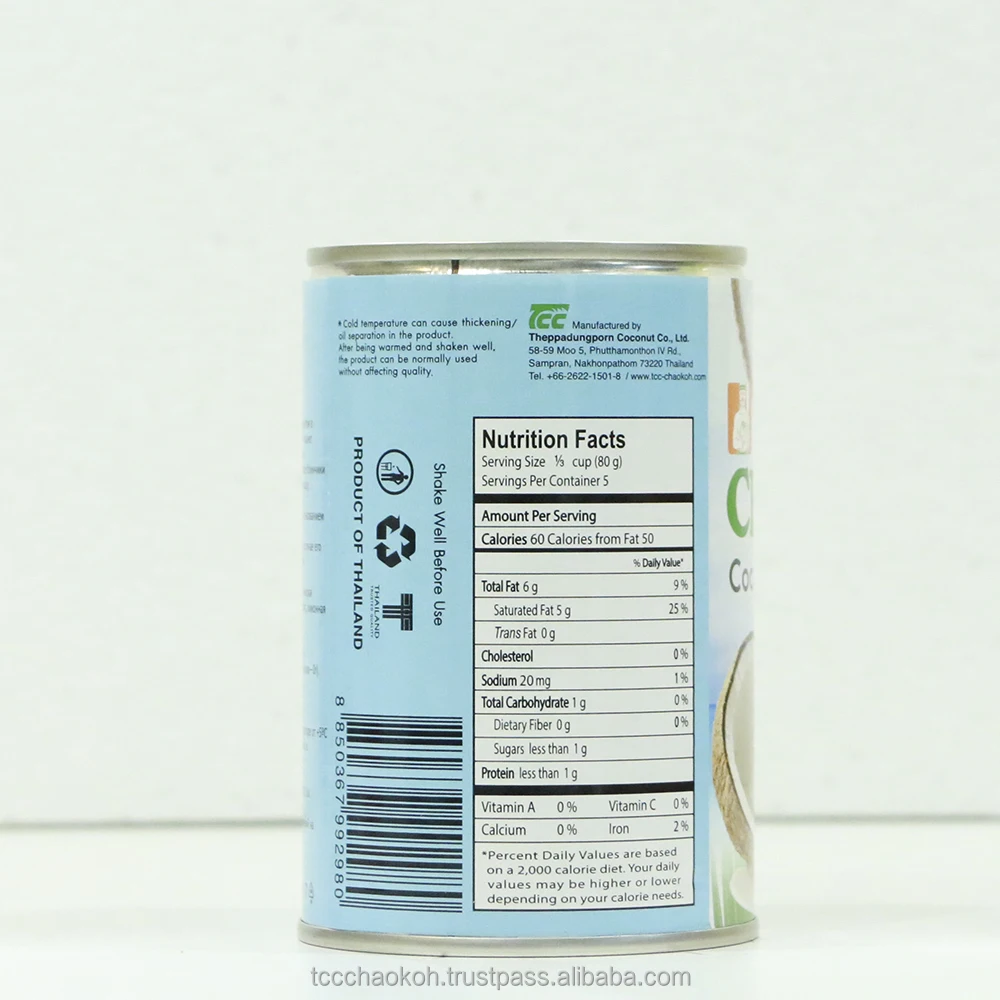 CHAOKOH Canned Coconut Milk 60% Less Fat 400 ml