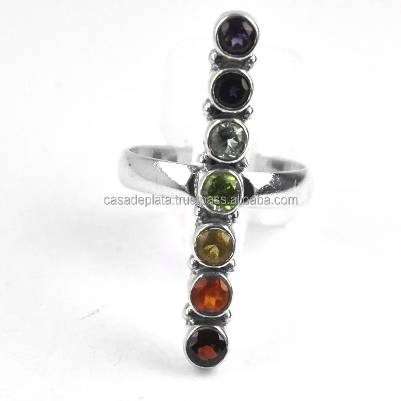 Chakra 925 Silver Sterling Eternity Band Wedding Band Ring Gemstone Ring Wholesale Manufacturers & Suppliers