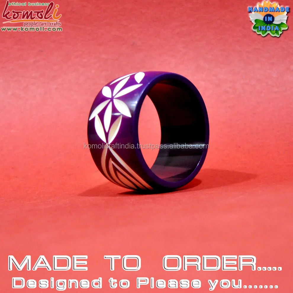 Purple flower two tone wide bakelite carving carved resin bangle bracelets vintage jewelry