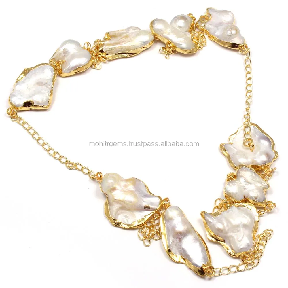 Long Endless Gold Plated Blister Pearl With Link Long Chain Necklace Gift Chain Party Figure Necklaces Pendant Wedding
