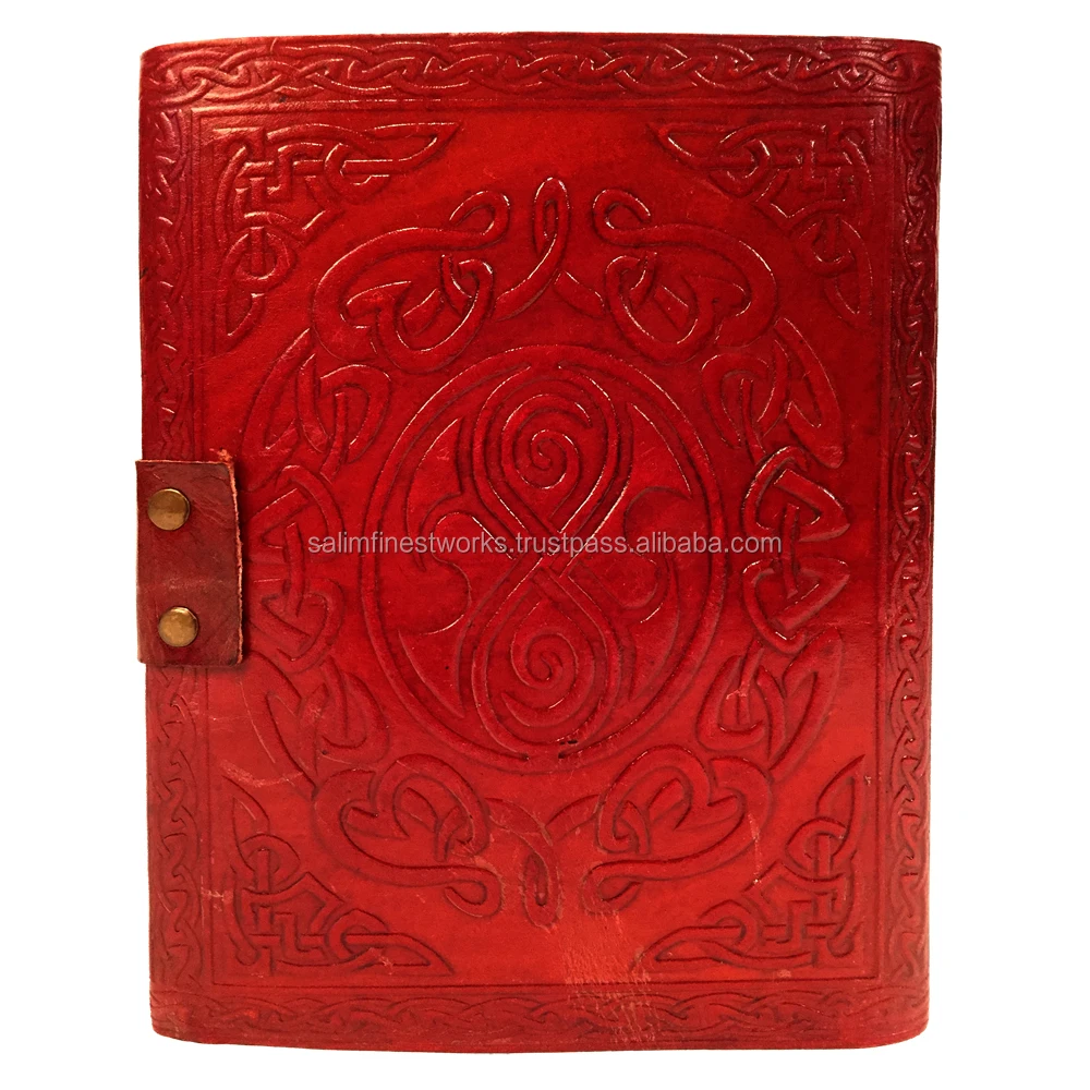 Large Embossed Leather Celtic Tree Of Life 120 Leaf Diary Journal with Clasp