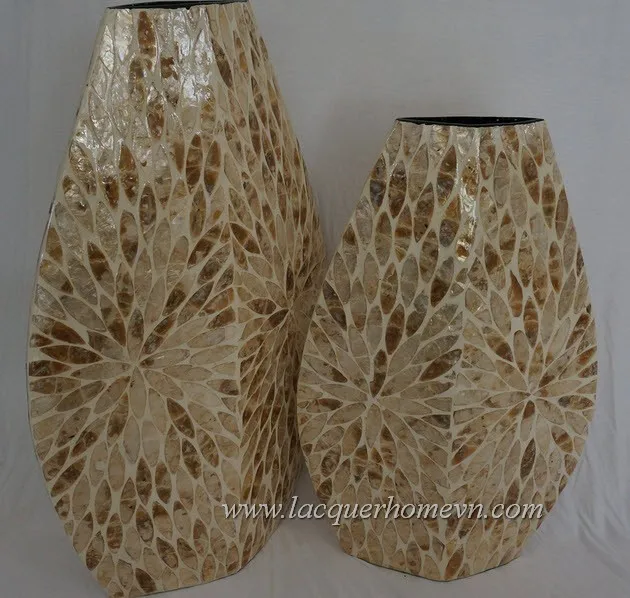 Ceramic Lacquer Vase with Mother of Pearl HT6720 Vietnam Inlaid, Http://lacquerhomevn.com/ Modern at Request
