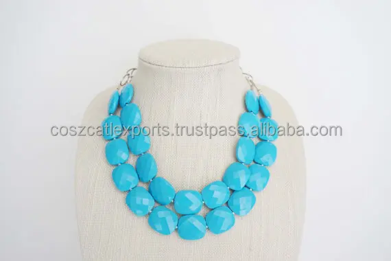 Turquoise Faceted Gemstone Fashion Statement Bead Necklace Jewelry