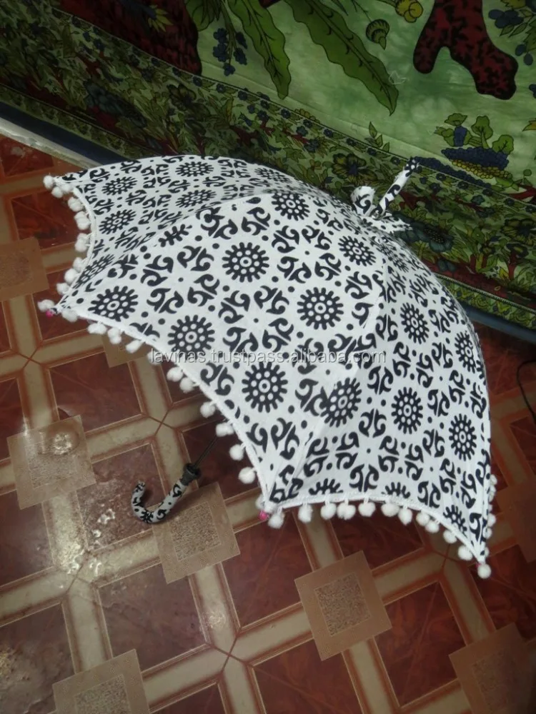 Vintage Cotton Hippie Boho Umbrella Sun Protection Rain Parasole Zero Size Umbrella