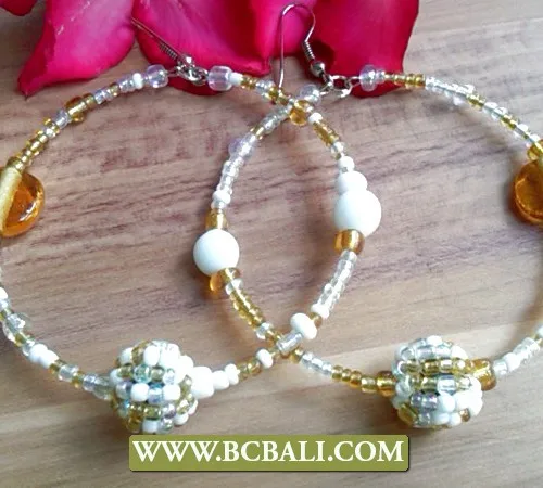 hoop earrings beads glass handmade design